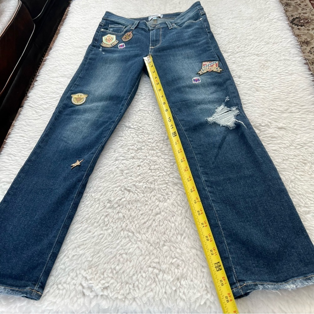 Paige Jaqueline Straight Stretchy Distressed Patches Jeans Size 26 - Picture 12 of 15